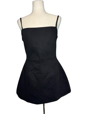 Charcoal Sleek Structured Little Black Spaghetti-Strap Mini Dress SZ 10